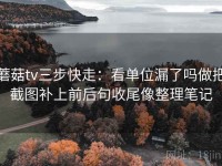 蘑菇tv三步快走：看单位漏了吗做把截图补上前后句收尾像整理笔记