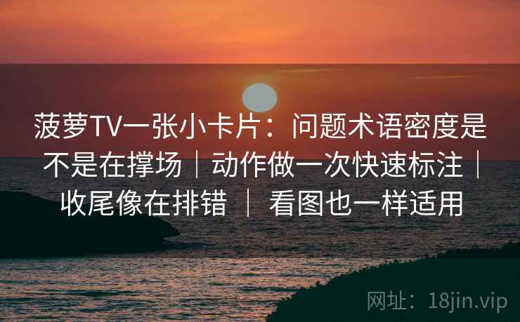 菠萝TV一张小卡片：问题术语密度是不是在撑场｜动作做一次快速标注｜收尾像在排错 ｜ 看图也一样适用