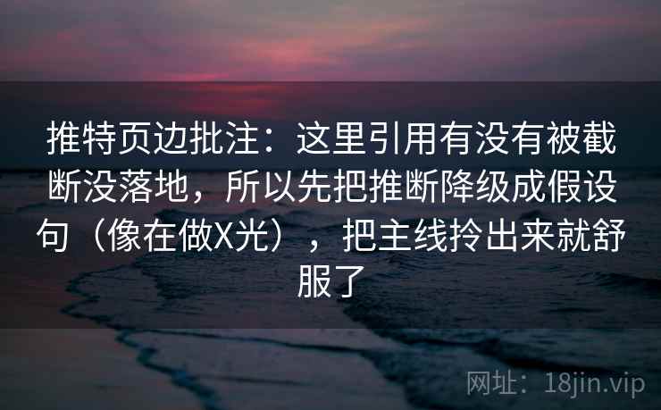 推特页边批注：这里引用有没有被截断没落地，所以先把推断降级成假设句（像在做X光），把主线拎出来就舒服了